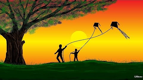 Happy makarsankranti drawing | how to draw in computer | ms paint drawing | scenery drawing