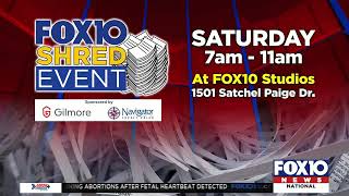 Gather your papers, the FOX10 Shred Event is this Saturday