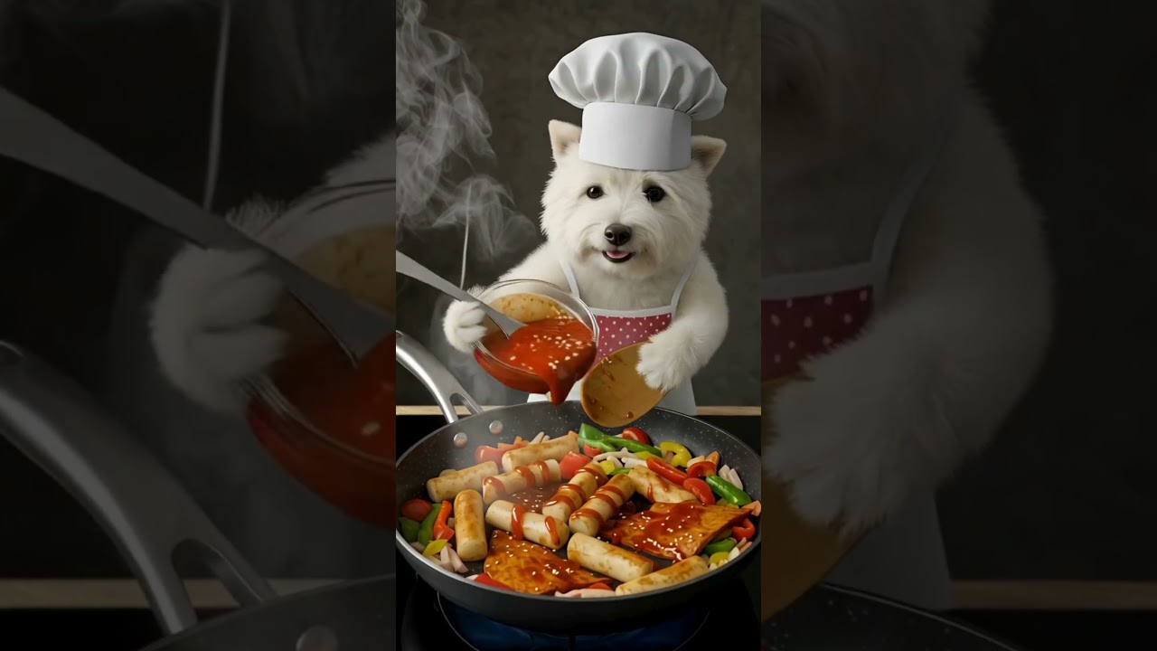 Puppy cooking Korean Tteokbokki! 🐶🍲 | Cutest Cooking Show Ever
