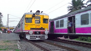 Parallel entry & exit at same time | Amazing EMU local train crossing moment