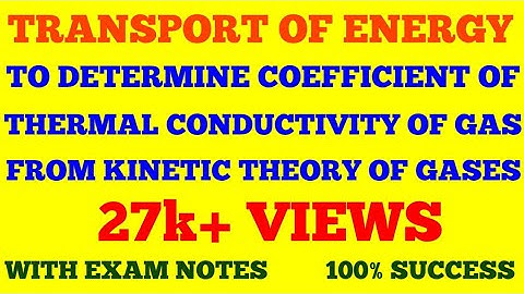 TRANSPORT OF ENERGY || COEFFICIENT OF THERMAL CONDUCTIVITY OF A GAS FROM KINETIC THEORY OF GASES ||