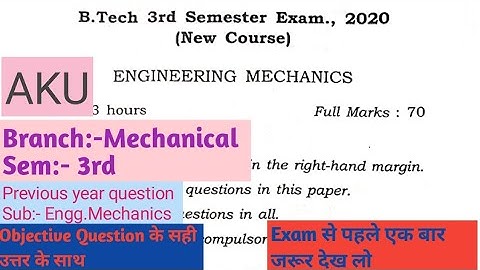 Engg.Mechanics Previous year question Btech 3rd sem Mechanical