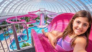 Last Kid to Leave the GIANT WATER Park Wins! | The Anazala Family