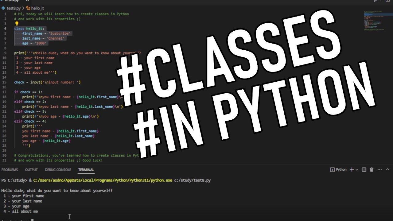 How to create classes in Python and work with its properties (Creating ...
