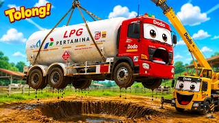 Truk Tangki Gas Terjebak!😲🚛| Roda-Roda Truk Tangki Gas Berputar ⛽🚚| Lagu Truk Anak Terbaru Viral ✨