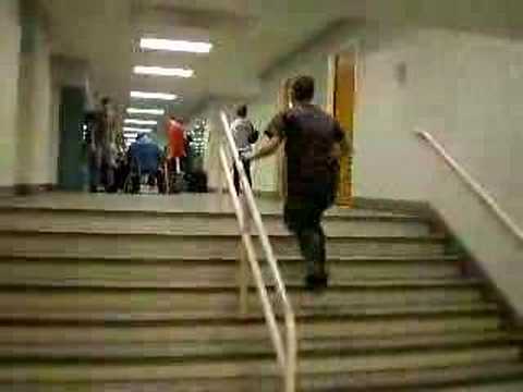 playing on the steps. (play it backwards)