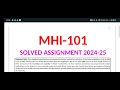 MHI 101 SOLVED ASSIGNMENT 2024-25 / IGNOU MHI 101 SOLVED ASSIGNMENT 2024-25 /PDF WTSP 8228091239