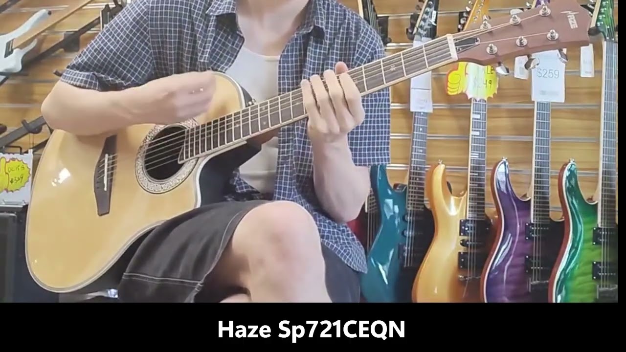 Haze SP721CEQN Fibre Glass Roundback Built-In Pickups/Tuner Acoustic Guitar - Natural