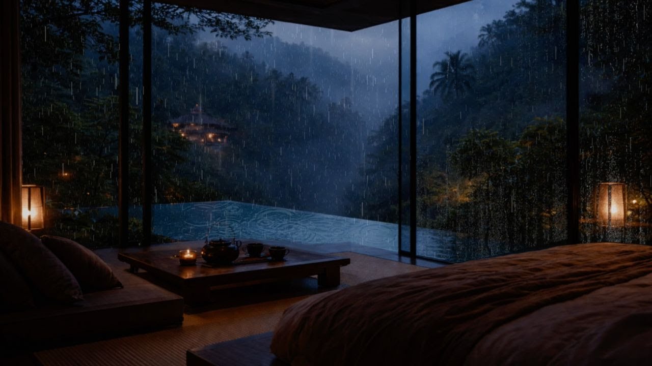 Spend the Evening in Rainy Bali Bedroom (No Ads) | 8 Hours of Rain Sounds for Sleeping