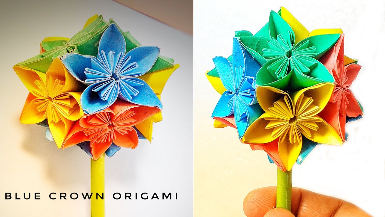 Paper craft magic stick tutorial | Flower stick made by paper step by step | Modular Origami flower