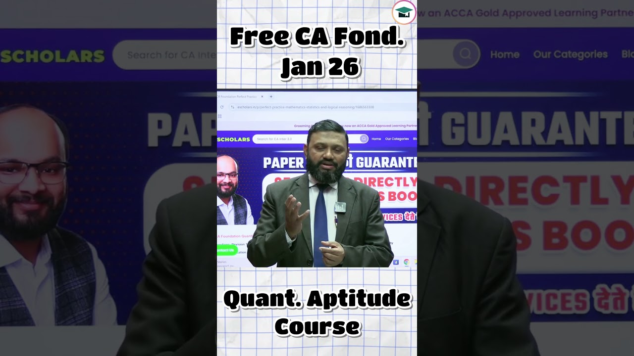 Quant. Aptitude Free Course CA Foundation Jan 26 | 