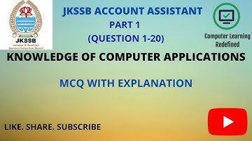 Account Assistant || JKSSB || Computer || Fundamental of Computer || 1 to 20 MCQ with explanation ||