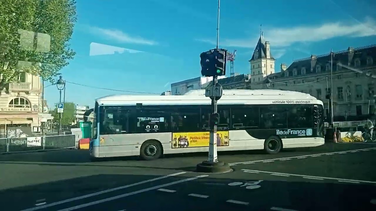 Bus 96 RATP - Urbanway 12 Hybride N°5966 Gare Montparnasse --- Porte des Lilas