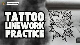 Tattoo Linework Practice | Rose Form Workbook Exercise in Real Time