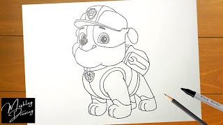 How to Draw RUBBLE from Paw Patrol Easy Step by Step
