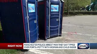 Police say man tipped over portable toilet with woman, daughter inside