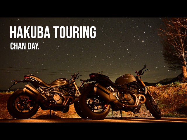白馬】桜と雪の積もった山々を見ながらバイクと過ごす休日 ~DUCATI