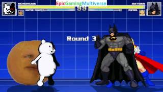 Power Girl & Batman VS Monokuma The Evil Teddy Bear & Annoying Orange In A MUGEN Match / Battle