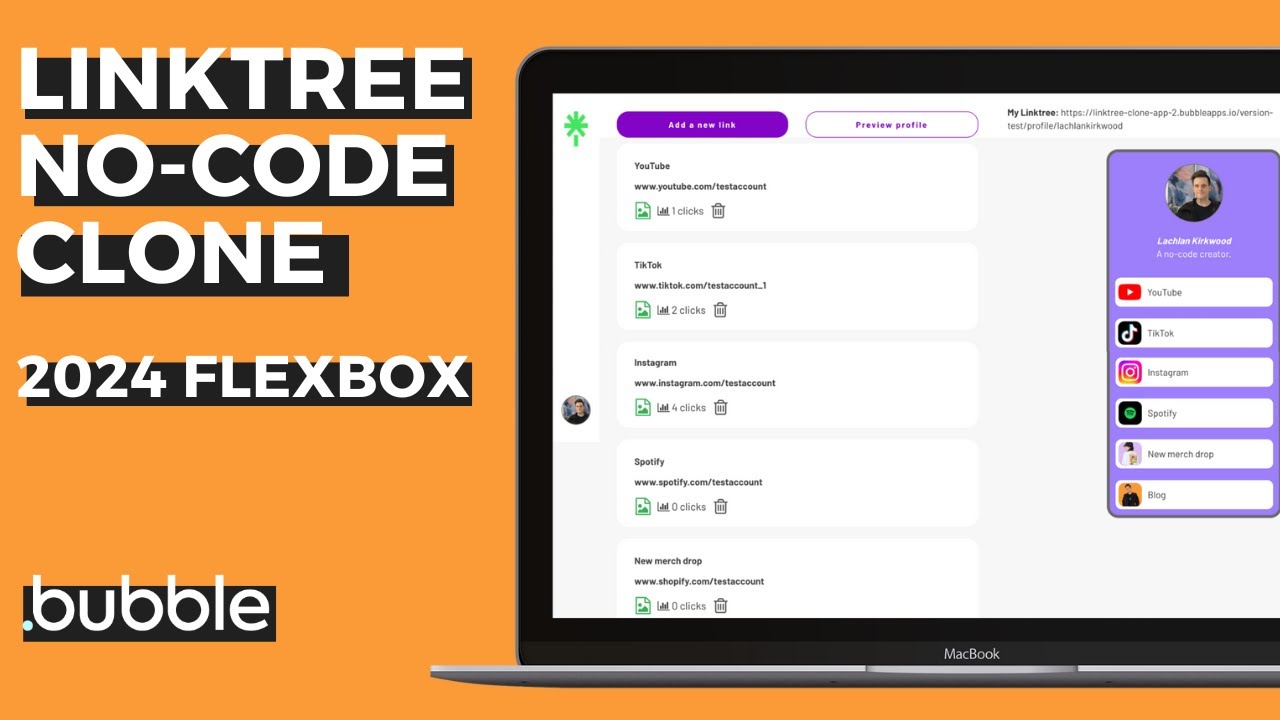 How To Build A Linktree Clone With No-Code Using Bubble (2023 Flexbox) 