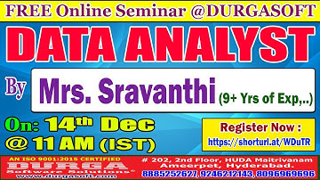 DATA ANALYST (FREE Seminar) Online Training @ DURGASOFT
