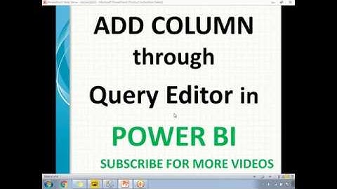 Query editor in Power BI