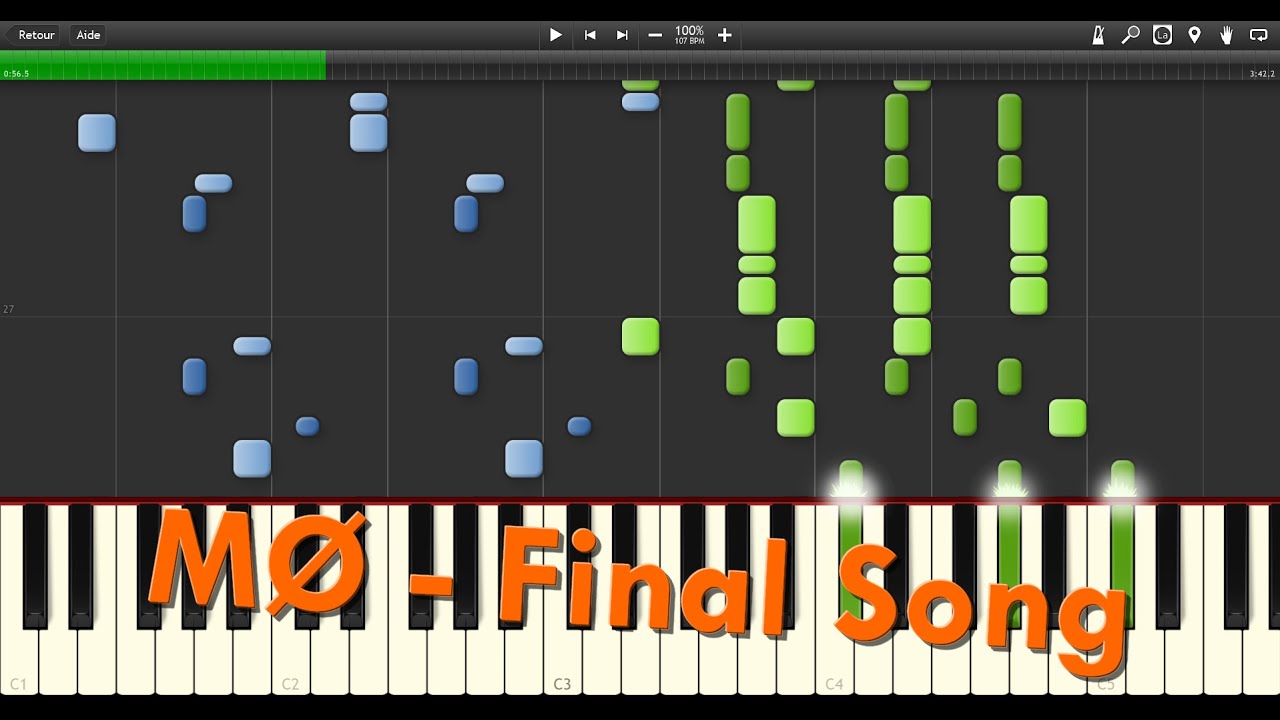 sheet bend FINAL SONG (MØ) Piano Cover / Tutorial SYNTHESIA + MIDI File