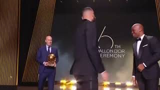 KARIM BENZEMA RECEIVING HIS BALLON D'OR FROM ZIDANE