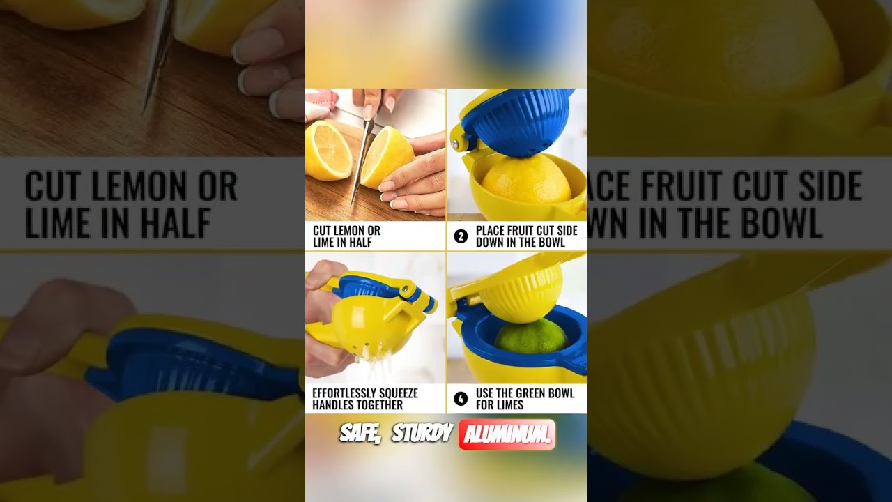 Zulay Metal 2 In 1 Lemon Squeezer Manual   Sturdy, Max Extraction Hand Juicer Lemon Squeezer Gets Ev