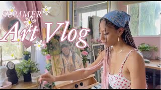 Summer Art Vlog; Struggles of an artist, rambling, painting a portrait of my grandfather