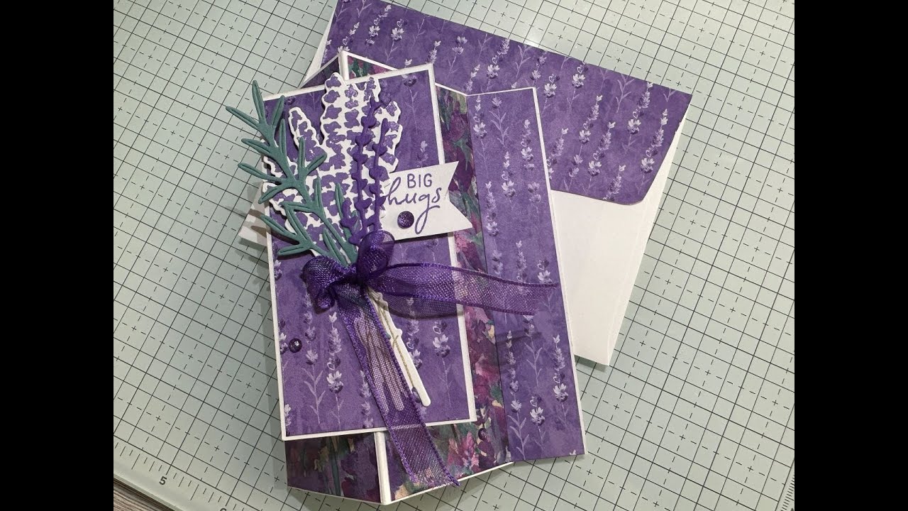 Faux Window Fun Fold Card with Painted Lavender Suite - YouTube