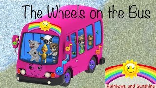 Wheels on the Bus | Kids Action Songs (2020) | Rainbows and Sunshine