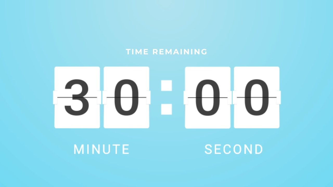 30 Minute Sky Blue Flip Clock Timer ⏰ | 30-Minute Countdown | Clean ...