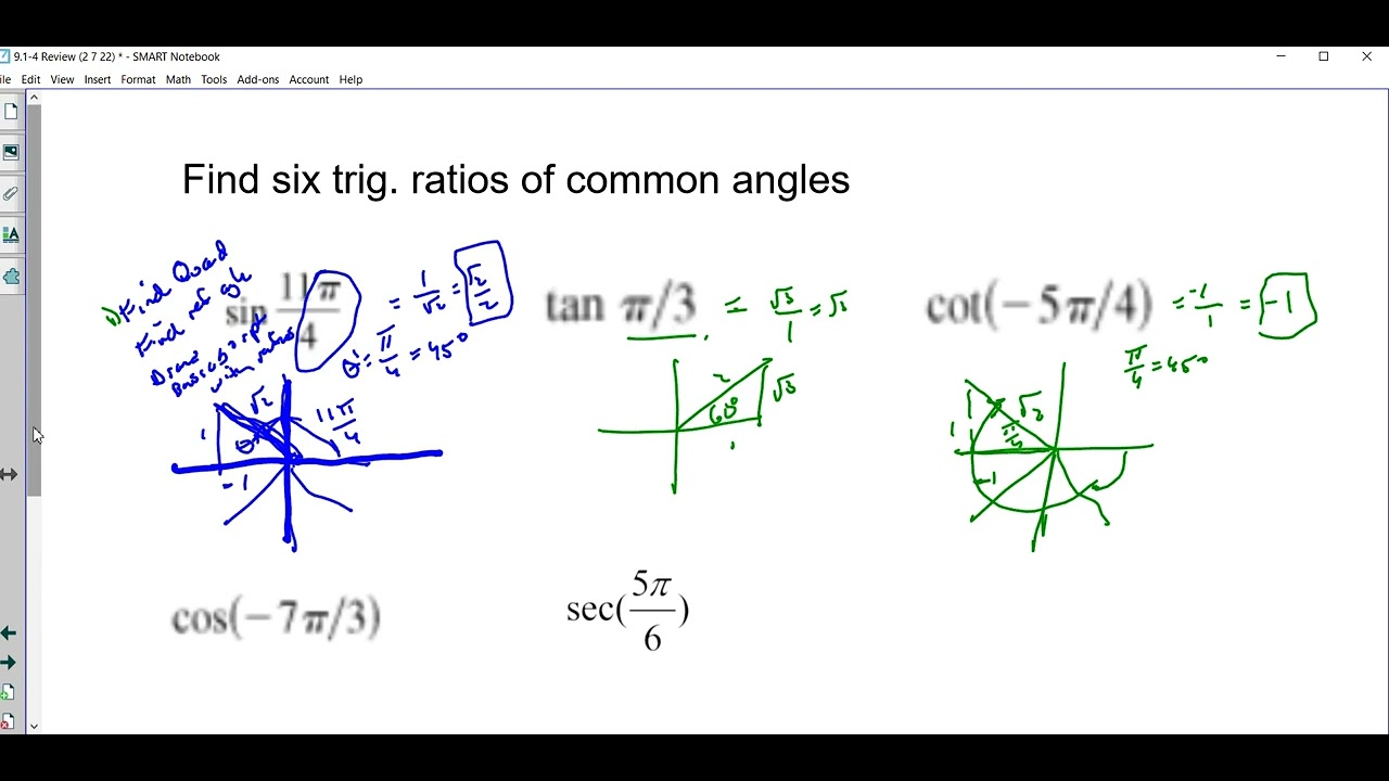 9.2 Evaluating Six Trigonometric functions with and without calculator ...