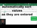 How to automatically sort values as they are entered