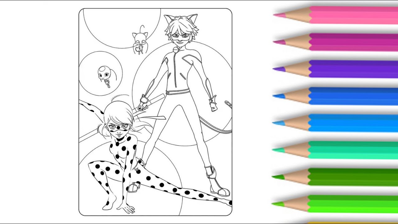 Ladybug,Super Cat,Tikki and Plagg kiss coloring page.#coloring #coloringpages # ...