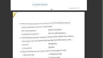 Sociology Past Questions and Answers