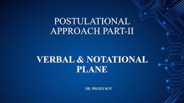 POSTULATIONAL APPROACH PART-II: VERBAL & NOTATIONAL PLANE BY DR. PROJES ROY