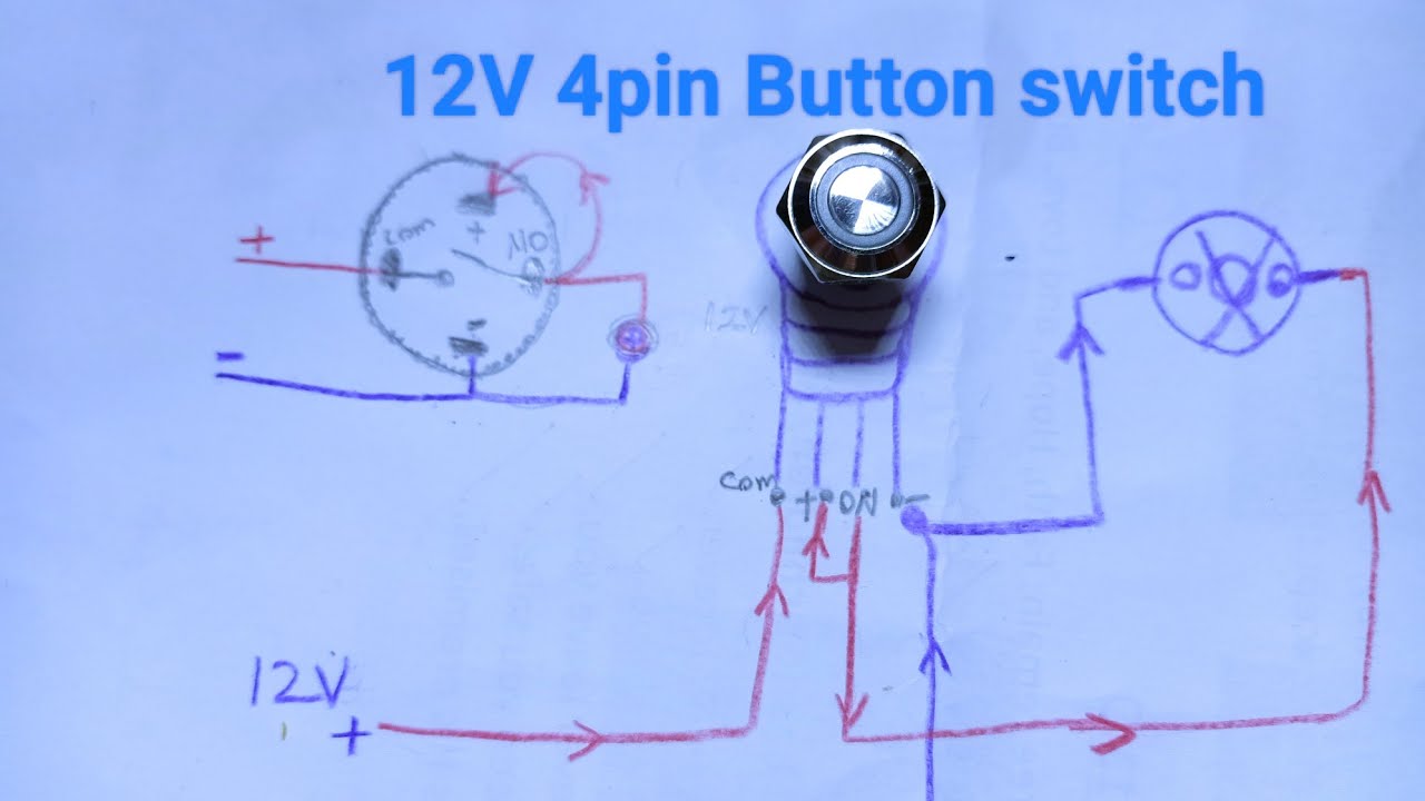 How to use 4 pin Push button switch with light - YouTube