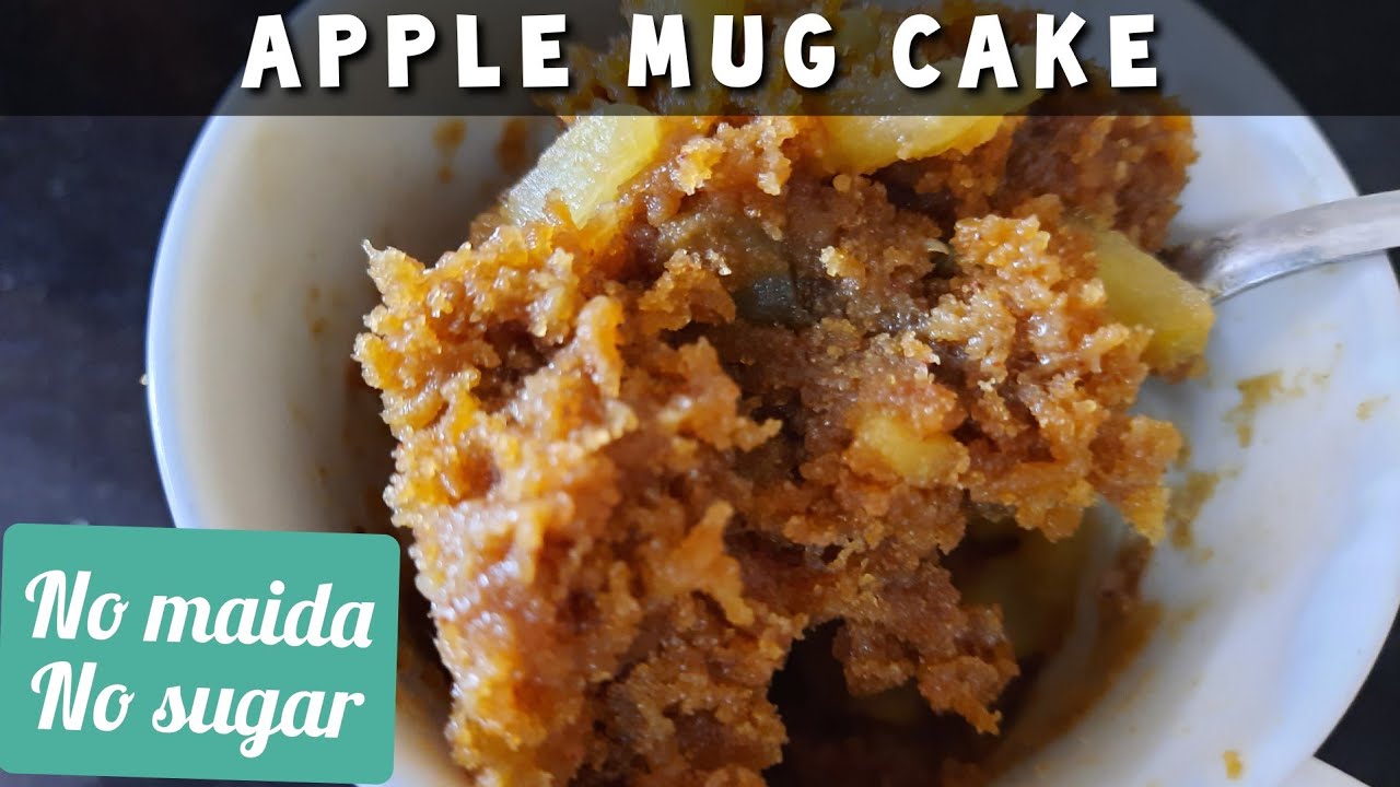 Apple Mug Cake Recipe | Eggless Apple Mug Cake in Microwave with Whole Wheat Flour and Jaggery