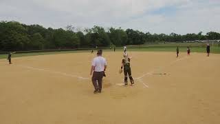 Elle catches a flyball and gets the DP at first