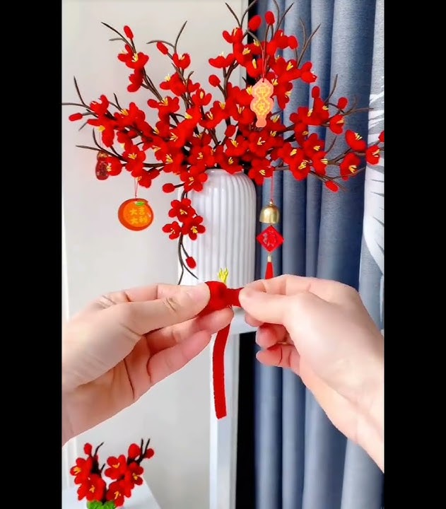 Tutorial membuat hiasan imlek #cerry #bucketbungamurah #bouquet #florist #imlek #indah #estetik