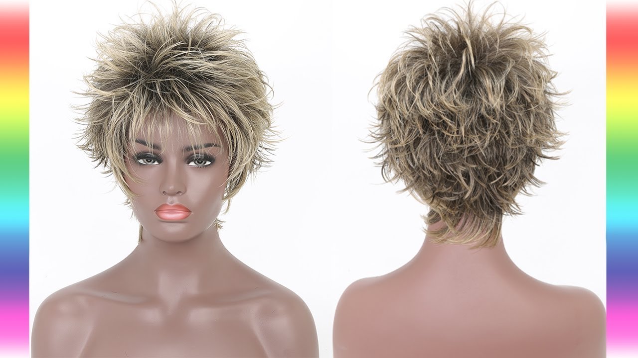Peruca cosplay Ana Maria Braga curta arrepiada com mechas loiras ...