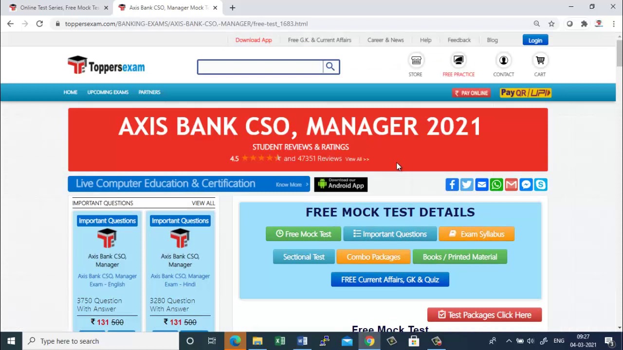 Free Online Test Series for Axis Bank CSO, Manager 2021 Update Syllabus, Important Questions, eBook