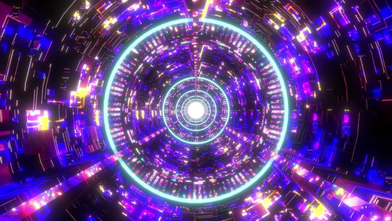 Neon Light Fast Moving Tunnel Neon Glow Free Motion Graphics Background ...