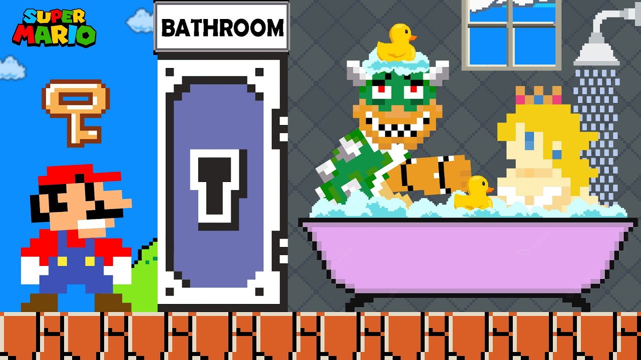 Что произойдёт, если Марио, Боузер и Пич будут пользоваться одной ванной комнатой?