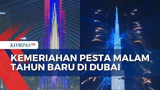 Meriahnya Pertunjukan Air Mancur Terbesar di Bawah Burj Khalifa saat Malam Tahun Baru 2024