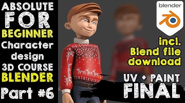 Blender Character Design Modeling FINAL Part 6 UVmapping & Paint / incl. Blend.file download
