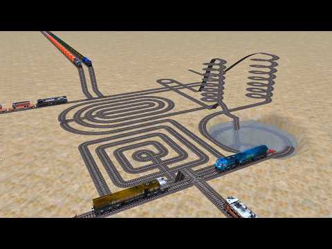 THREE RAILS RUNNING AT SPRINGS CIRCLES SQUARE ZIGZAG TRACKS || train simulator