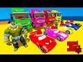 Giant Hulk Spiderman &amp; Super Heroes Race In Mega Ramps By Trucks &amp; Lighting MC Queens Cars