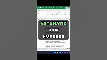 How to create Automatic row numbers in Excel